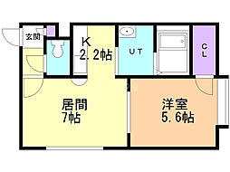 ロワンモンティーニュ 1LDKの間取図画像