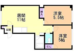 セトル南郷2 2DKの間取図画像