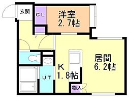 札幌市白石区東札幌二条4丁目マンション 1LDKの間取図画像
