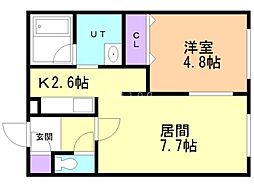 WoodyPride 1LDKの間取図画像
