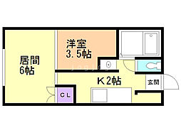 セントラルハイツ 1LDKの間取図画像