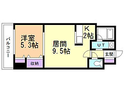 パークヒルズ白石 1LDKの間取図画像