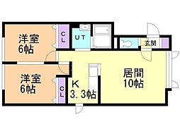 ルミエールエクラン 2LDKの間取図画像