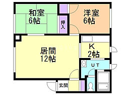 サンエースA 2LDKの間取図画像