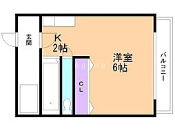 六興ビルプラザ六興 1Kの間取図画像