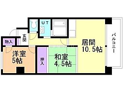 ベルフロント札幌美しが丘 2LDKの間取図画像