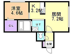 グランメールクレア 1LDKの間取図画像