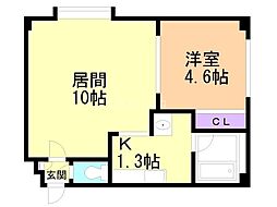 ロイヤルパレス2 1LDKの間取図画像