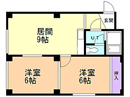 ハーベスト19A 2DKの間取図画像