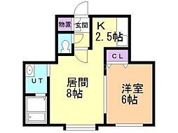 ピエ・タ・テール平岡 1LDKの間取図画像
