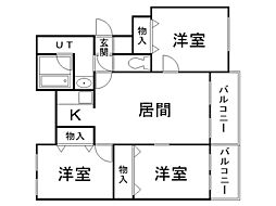 スピアシティ 1DKの間取図画像