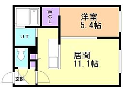 MODA N13 1LDKの間取図画像