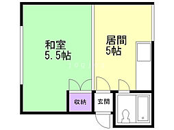 ビバ南郷B 1DKの間取図画像