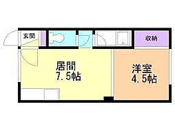 イエローハウス本通 1LDKの間取図画像
