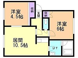 プラドールハピネス 2LDKの間取図画像