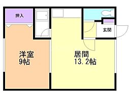 マンションあかね 1LDKの間取図画像