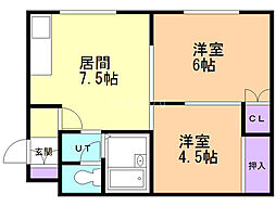 パルハイツ 2LDKの間取図画像