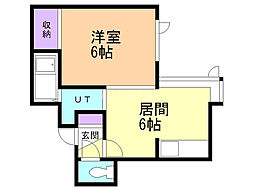 ベルハイム3 1DKの間取図画像