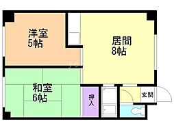 南郷ハイツイレブン 2LDKの間取図画像
