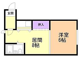 シャンブルクレール 1LDKの間取図画像