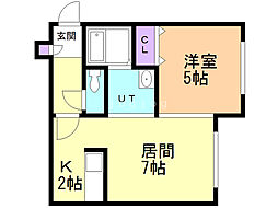 ラージヒル菊水 3階1LDKの間取り