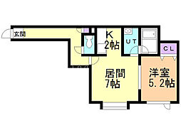 フロルドゥコルザ2 1LDKの間取図画像