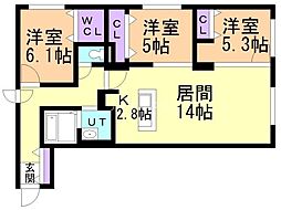 札幌市白石区本通17丁目南マンション 3LDKの間取図画像