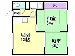 栄荘 2LDKの間取図画像