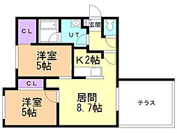 メゾン・ド・グランピエール栄通 2LDKの間取図画像