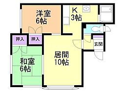 コーポフォーレスト 2LDKの間取図画像
