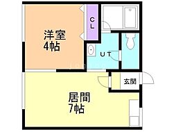 シティハイムキタジマ 1DKの間取図画像