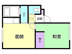 ノースフィールド弐番館 1LDKの間取図画像