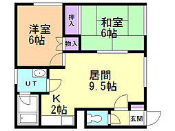ヴィラウエスト 2LDKの間取図画像