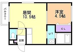 stella fissa shinsapporo 1階1LDKの間取り