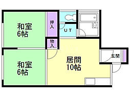 ハウスれいか 2LDKの間取図画像
