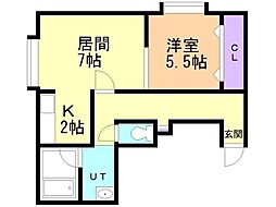 フォレスト栄通-B 1LDKの間取図画像