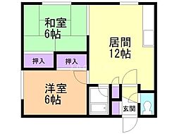 篠原荘 2LDKの間取図画像
