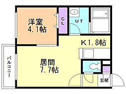 ルーチェ厚別 1LDKの間取図画像