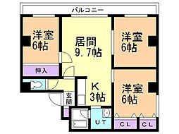 第5中澤ビル 3LDKの間取図画像