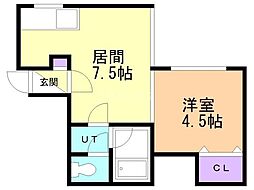 ロジュマンひばりヶ丘 1DKの間取図画像