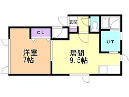 セント白石 1LDKの間取図画像