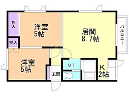 プレジデント16 2LDKの間取図画像