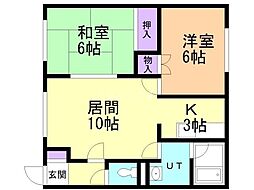サンフラワーB 2LDKの間取図画像