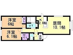 パストラーレワン・テン白石 2LDKの間取図画像