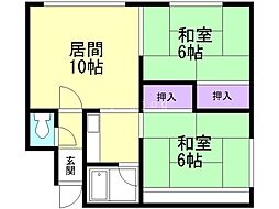 ハイツ平野一 2LDKの間取図画像
