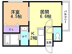 メゾン・ド・グランピエール 1LDKの間取図画像