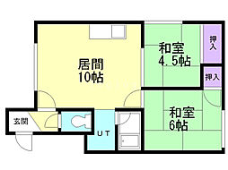 サンコーポ村上 2LDKの間取図画像