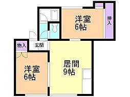 春宮マンション 2LDKの間取図画像