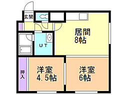 クラウディア厚別A 2LDKの間取図画像