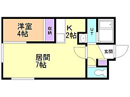 フォレスト新札幌 1LDKの間取図画像